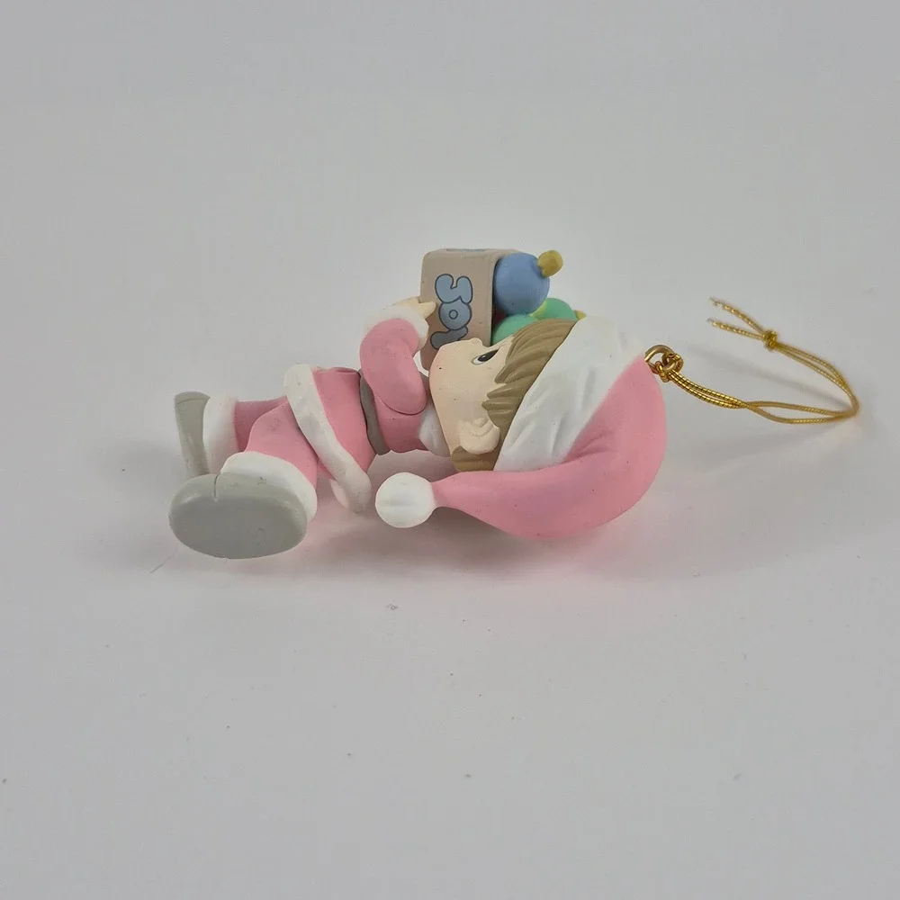 Precious Moments 1996 Home for the Holidays Ornament Pink Santa Boy Joy 266094